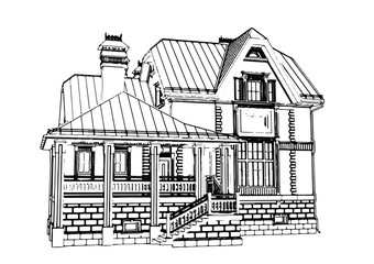 vector house sketch.