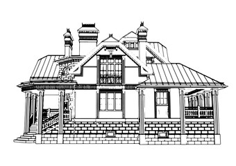 vector house sketch.