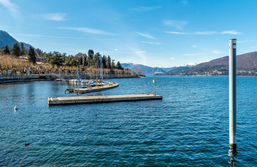 Porto Valtravaglia located on the shore of Lake Maggiore in province of Varese, Italy
