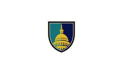 capitol of Oklahoma with shield. Oklahoma city. vector logo. Building Washington DC Shield, Dome University Shield Vector Logo Design