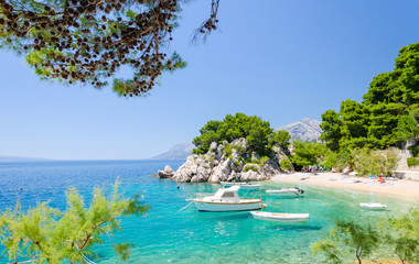 Fototapeta premium paradise beach in Brela on Makarska riviera, Dalmatia, Croatia