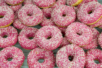 Closeup background and wallpaper of fresh bakery in a supermarket