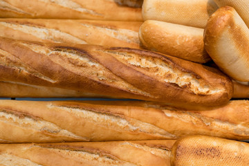 Closeup background and wallpaper of fresh bakery in a supermarket