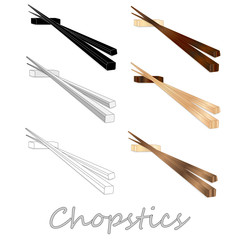 Wooden chopsticks isolated on white background