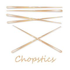 Wooden chopsticks isolated on white background