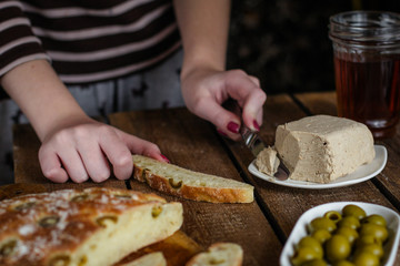 ciabatta bread with olives
