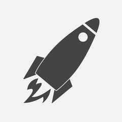 Vector icon flying rocket. Rocket Icon