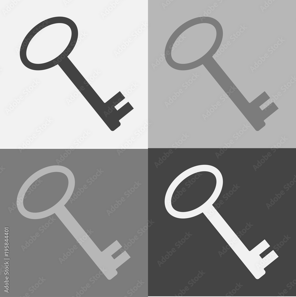 Aufkleber vector icon set of a key. vector flat illustration on a gray background