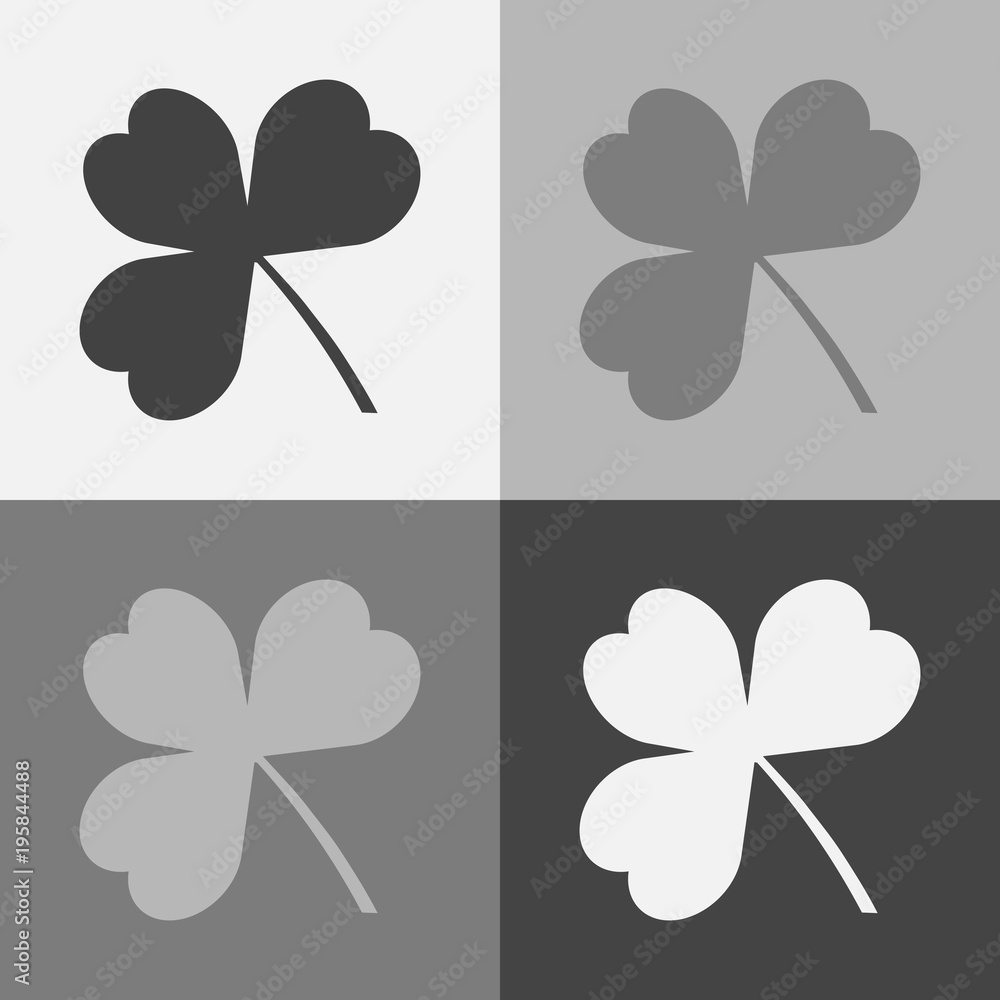 Poster vector icon set three-leafed clover. vector illustration on a gray background