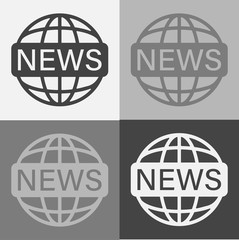 Vector icon set world news.Image inscription news on the globe