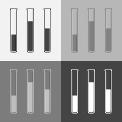 Vector icon set of medical pharmaceutical bulb. Flasks for chemical experiments. Laboratory Flask.
