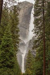 Spectacular views to the Yosemite waterfall in Yosemite National Park, California, USA