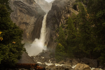 Spectacular views to the Yosemite waterfall in Yosemite National Park, California, USA