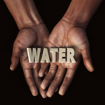 African hand with text Water