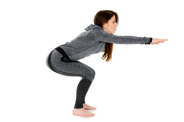 Naklejka premium Chair Pose or Standing Squat