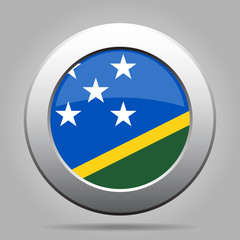 Flag of Solomon Islands. Metal gray round button.