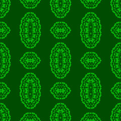 Green Ornamental Seamless Line Pattern. Oriental Geometric Ornament