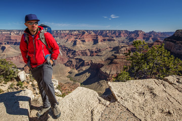 A hiker in the Grand Canyon National Park, South Rim, Arizona, USA