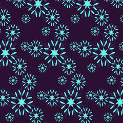 
vector seamless pattern, flowers, snowflakes on a violet background