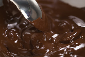 melting dark chocolate in steel bowl