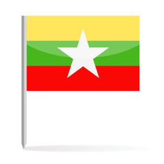 Myanmar Flag Pin Vector Icon