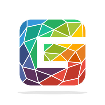 logo icon initial letter G with the concept of colorful mosaic style