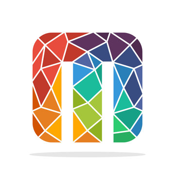 logo icon initial letter M with the concept of colorful mosaic style