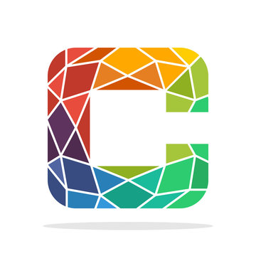 logo icon initial letter C with the concept of colorful mosaic style