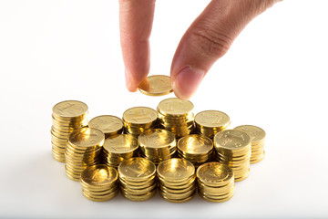 coins in the white background.