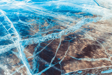 transparent deep blue ice