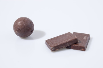 Chocolate composition in a white background