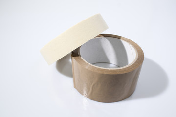 Packing tape in a white background composition