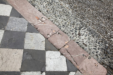 Fragment of paving the square in Bergamo