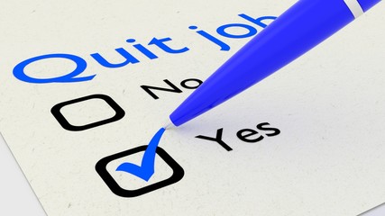 Pen marking yes on a quit job decision paper