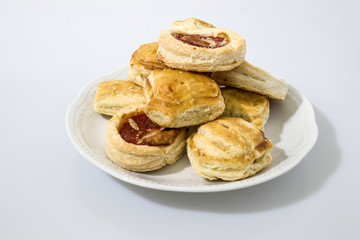 Small pizzas italian food in a white background