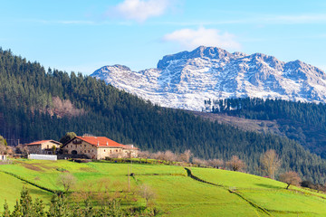Obraz premium rural tourism at Basque Country fields, Spain