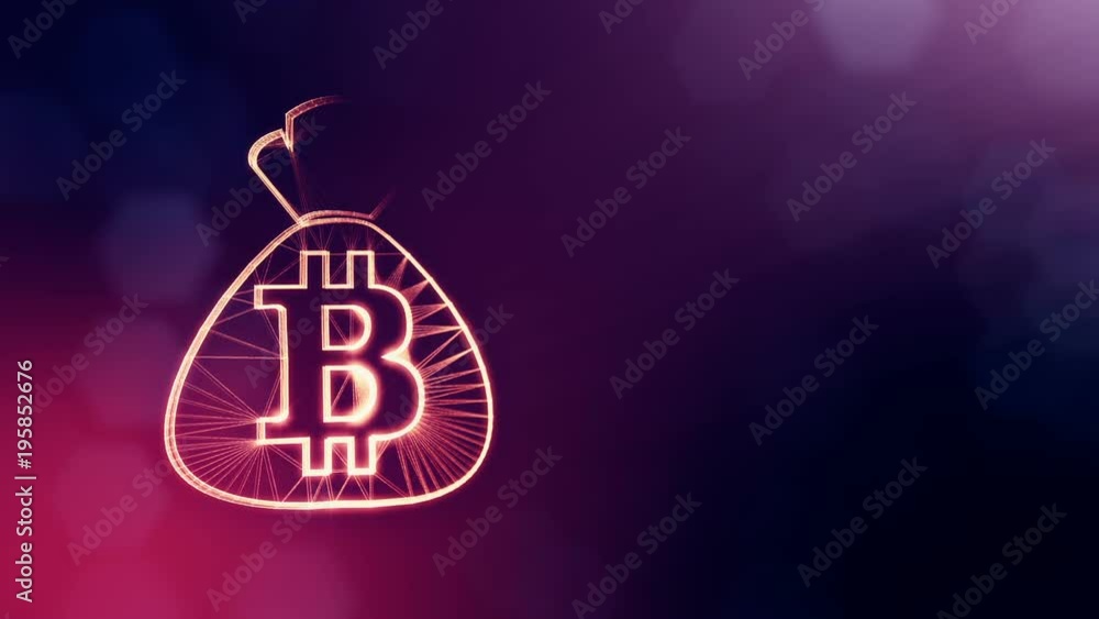 Aufkleber bitcoin logo on the bag. financial concept. financial background made of glow particles as vitrtual 
