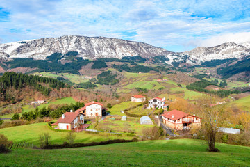 Fototapeta na wymiar rural tourism at Basque Country fields, Spain