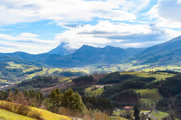 Obraz premium rural tourism at Basque Country fields, Spain