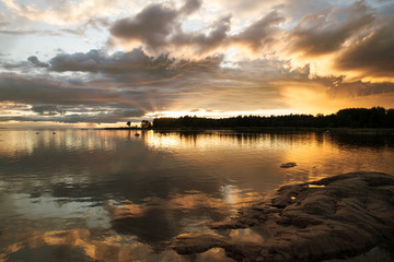 Fototapeta premium Rocky east coast at sea archipelago in Sweden