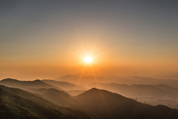 Fototapeta na wymiar Sunset of Tai Mo Shan