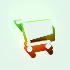 White Cart Icon. 3D Illustration of White Buy, Buying, Cart, Full, Groceries, Shopping Icons With Orange and Green Gradient Shadows.