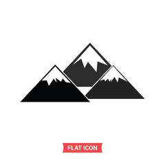 Fototapeta na wymiar Mountain vector icon, peak snow symbol, flat design