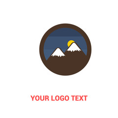 Mountain logo design, camping design, sun symbol flat design.