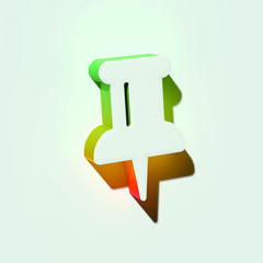 White Map Pin Icon. 3D Illustration of White Gps, Location, Map, Marker, Navigation Icons With Orange and Green Gradient Shadows.
