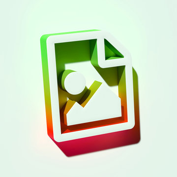 White File Image Icon. 3D Illustration of White Document, Extension, File, Format, Paper Icons With Orange and Green Gradient Shadows.