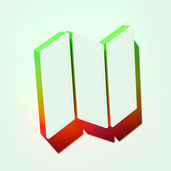 White Map Contour Icon. 3D Illustration of White Direction, Gps, Location Icons With Orange and Green Gradient Shadows.