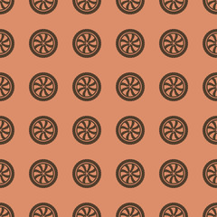 Car wheel vector illustration on a seamless pattern background