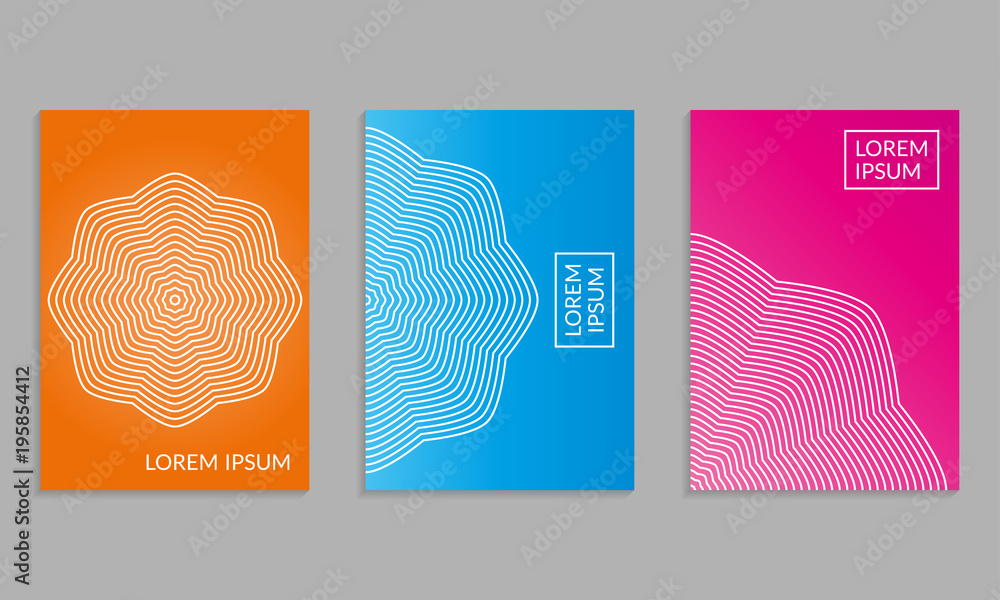 Poster cover design set. brochure template layout with gradients. covers abstract geometric pattern. vector