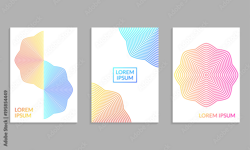 Poster cover design set. brochure template layout with gradients. covers abstract geometric pattern. vector